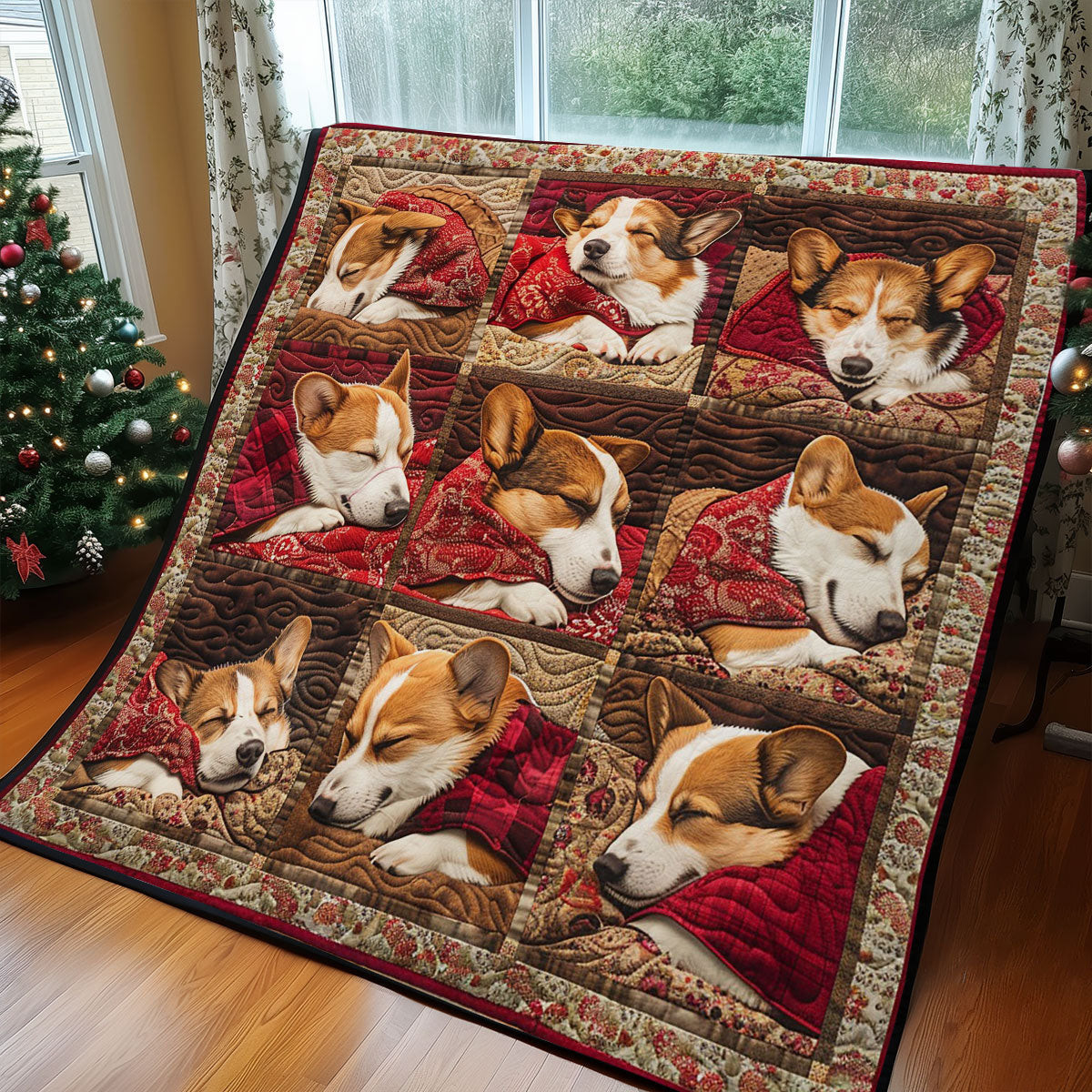 Corgi Quilt Blanket - Adorable Corgi-Themed Quilt for Dog Lovers QL510