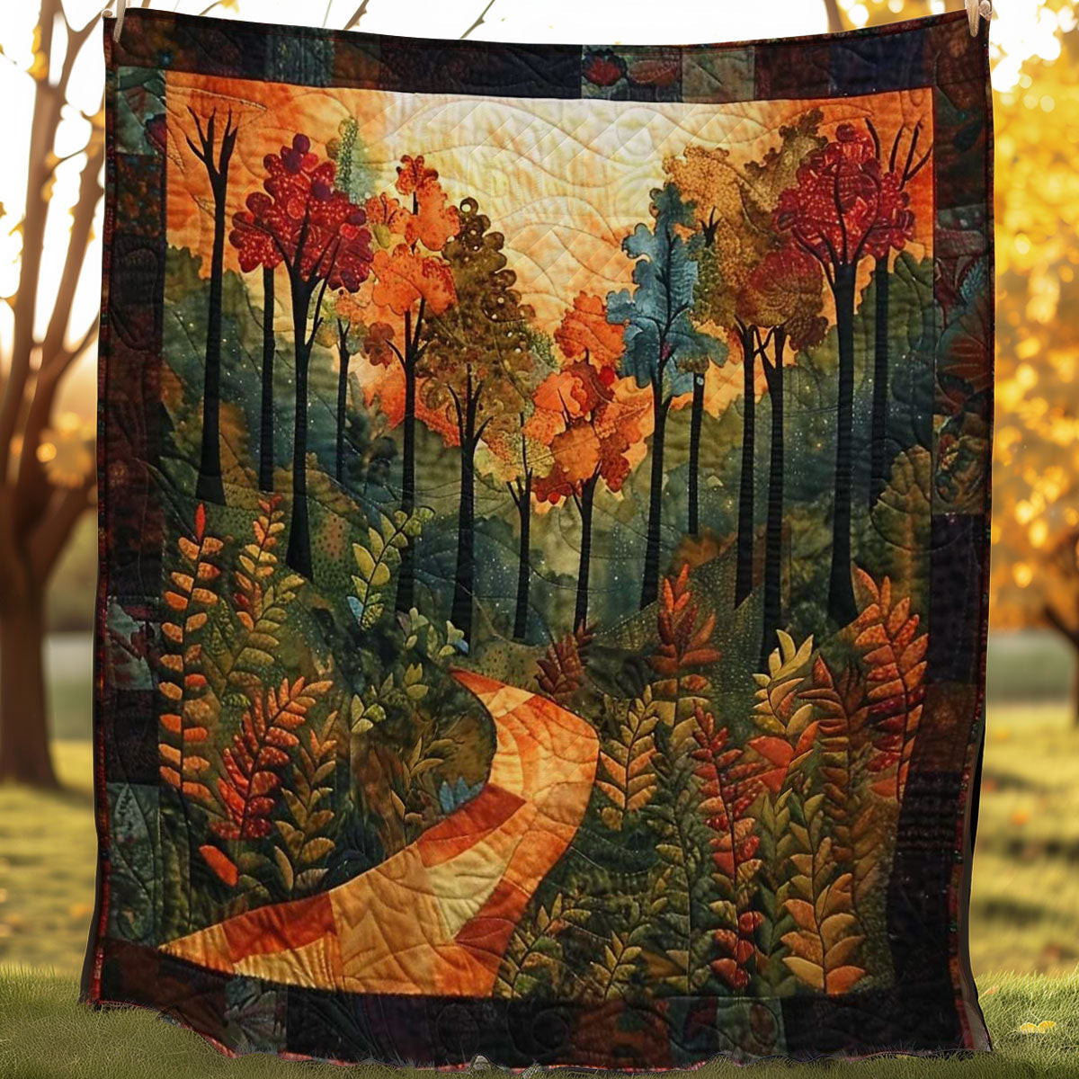 Woodland Wonders Quilt Blanket - Forest and Wildlife-Themed Bedding for Nature Enthusiasts QL510