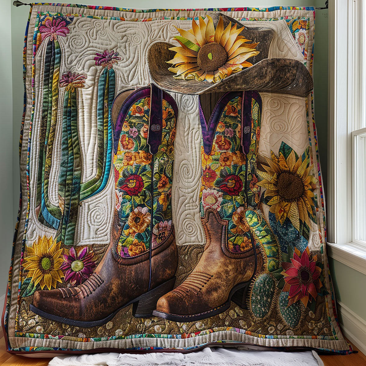 Pattern Boots Quilted Blanket - Stylish Design, Ideal Blanket Gift for Home Decor QL510