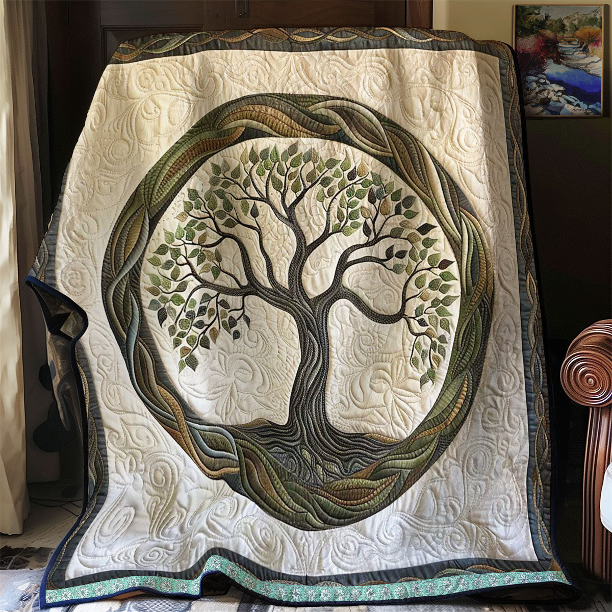 Tree of Life Serenity Quilt Blanket - Serene Tree of Life Quilt, Perfect for Spiritual and Nature Decor QL510