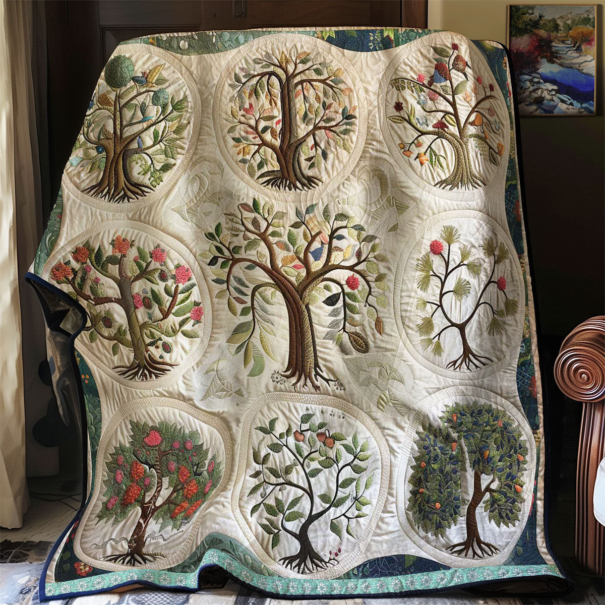 Tree Of Life Verdant Vitality Quilt - Vibrant Tree of Life Quilt Blanket, Ideal Gift for Nature Enthusiasts QL510