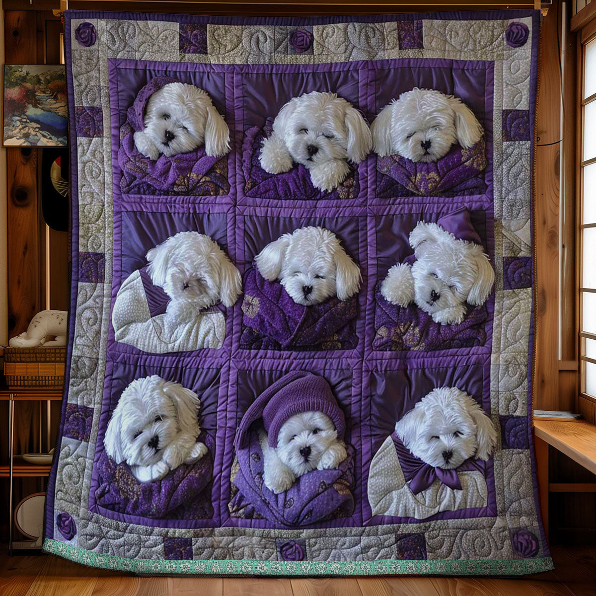 Bichon Frise Snuggle Wrap Quilt - Cozy Bichon Frise Dog Quilt Blanket, Perfect Gift for Dog Lovers QL510