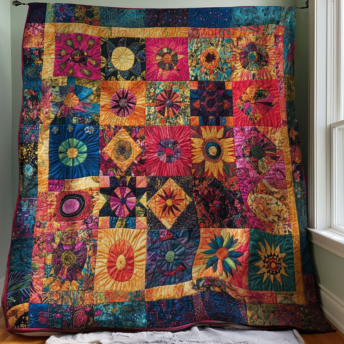 Bohemian Style Quilt Blanket - Hippie-Themed Cozy Bedding Gift for Boho Lovers QL510