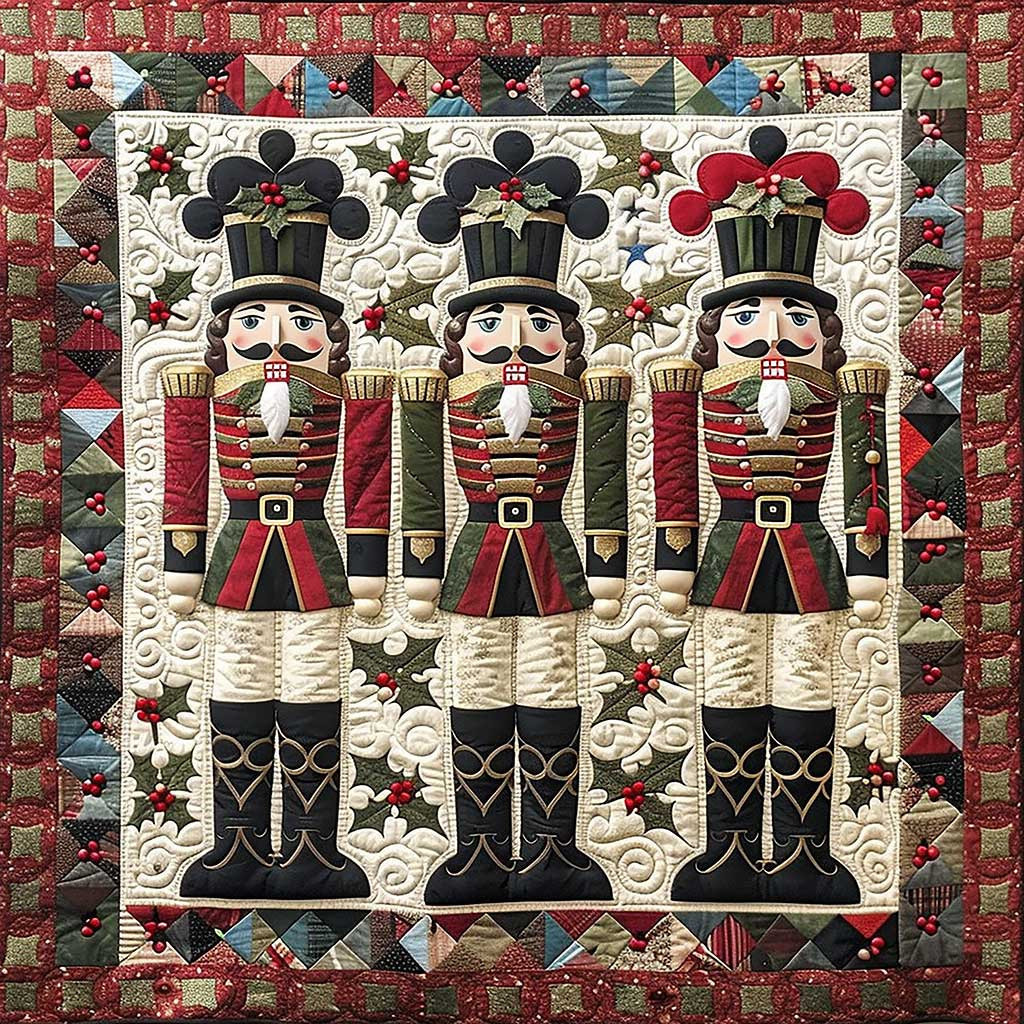 Nutcracker Christmas Quilt Blanket - Christmas-Themed Nutcracker Quilt for the Holidays QL510