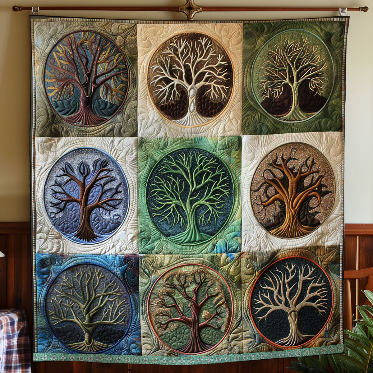 Tree of Life Eternal Balance Quilt Blanket - Balanced Tree of Life Quilt, Perfect for Harmony and Nature Lovers QL510