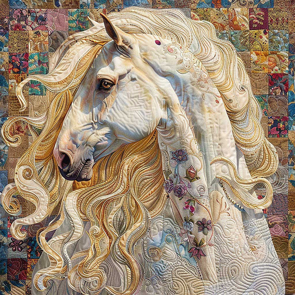 Art Horse Quilt Blanket - Decorative Reversible Horse Quilt for All Seasons QL510