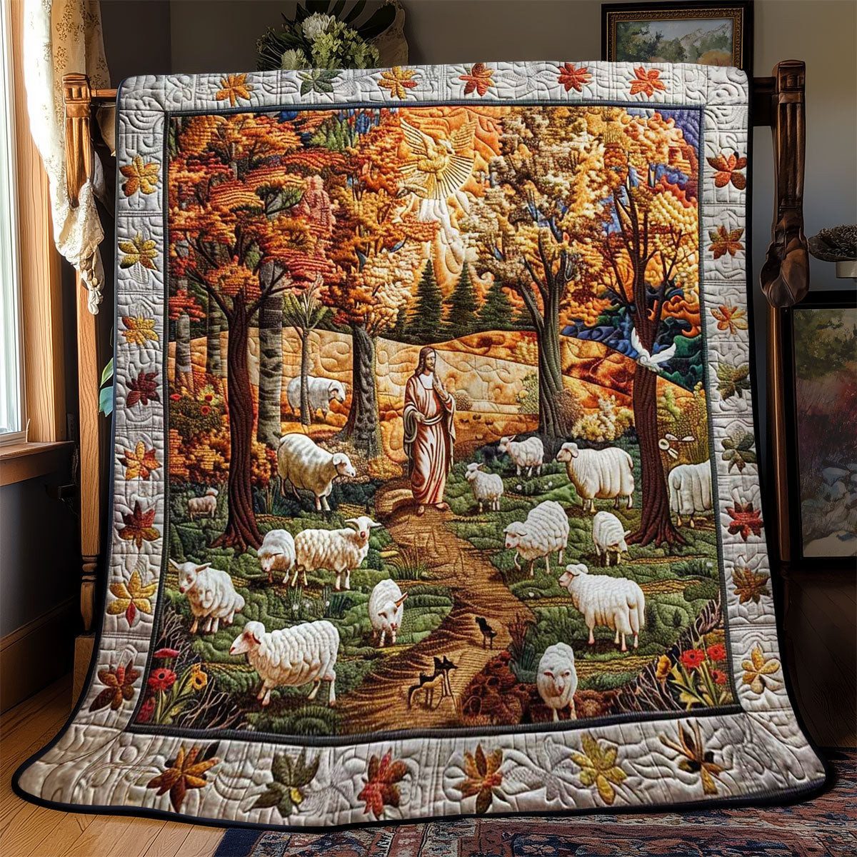 Jesus Everlasting Light Quilted Blanket - Inspirational Jesus Design, Ideal Religious Blanket Gift QL510