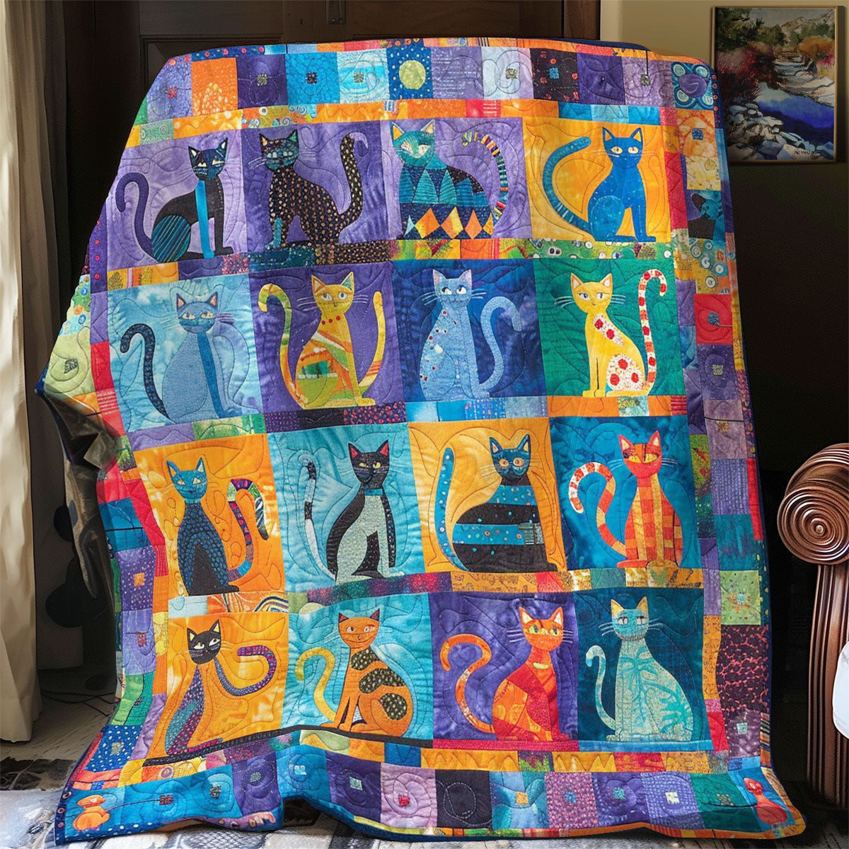 Why Is Cat Quilted Blanket - Adorable Cat Design, Perfect Cozy Blanket Gift for Pet Lovers QL510