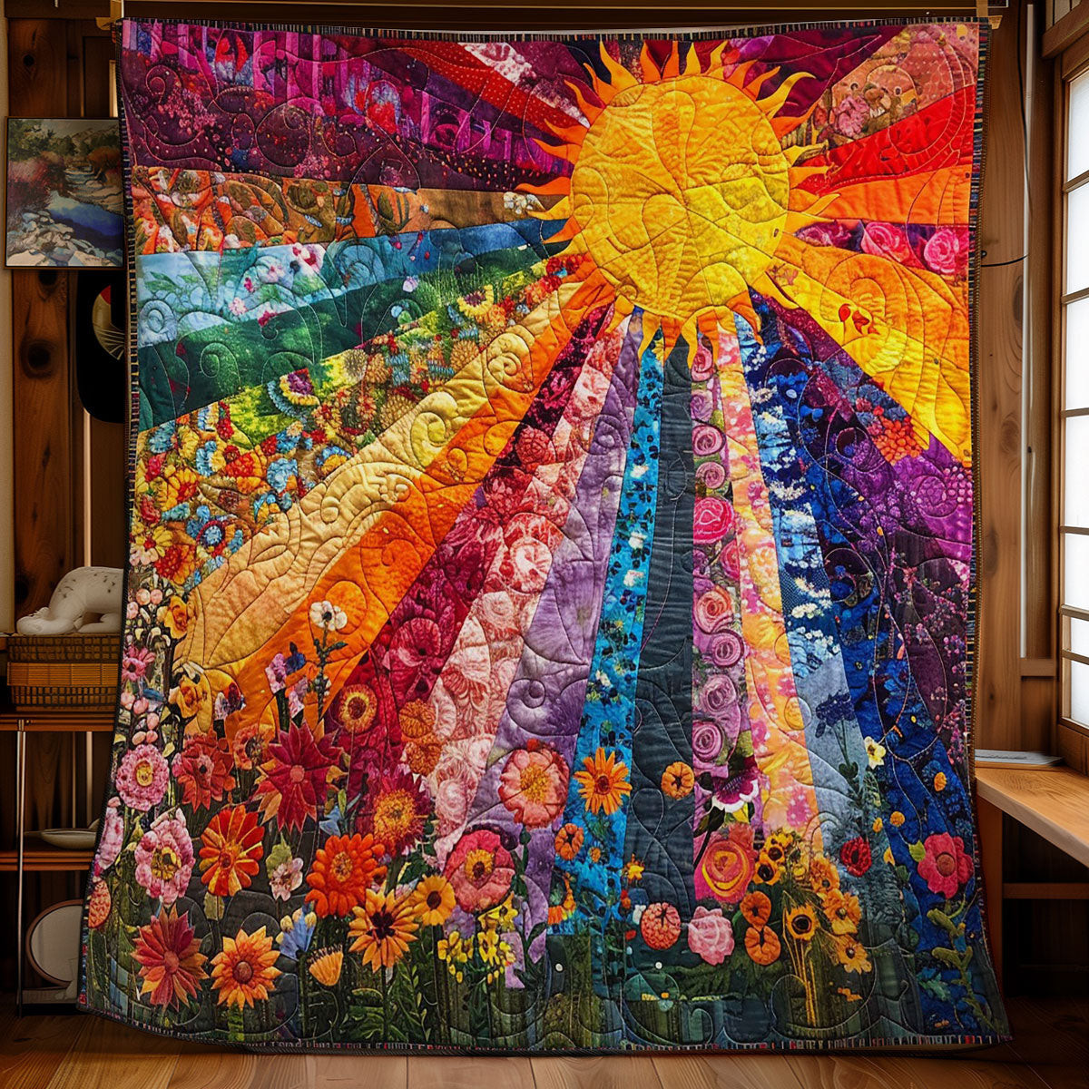 Brighting Sun Light Quilt Blanket - Sunlight Quilt for Cozy Home or Gift QL510