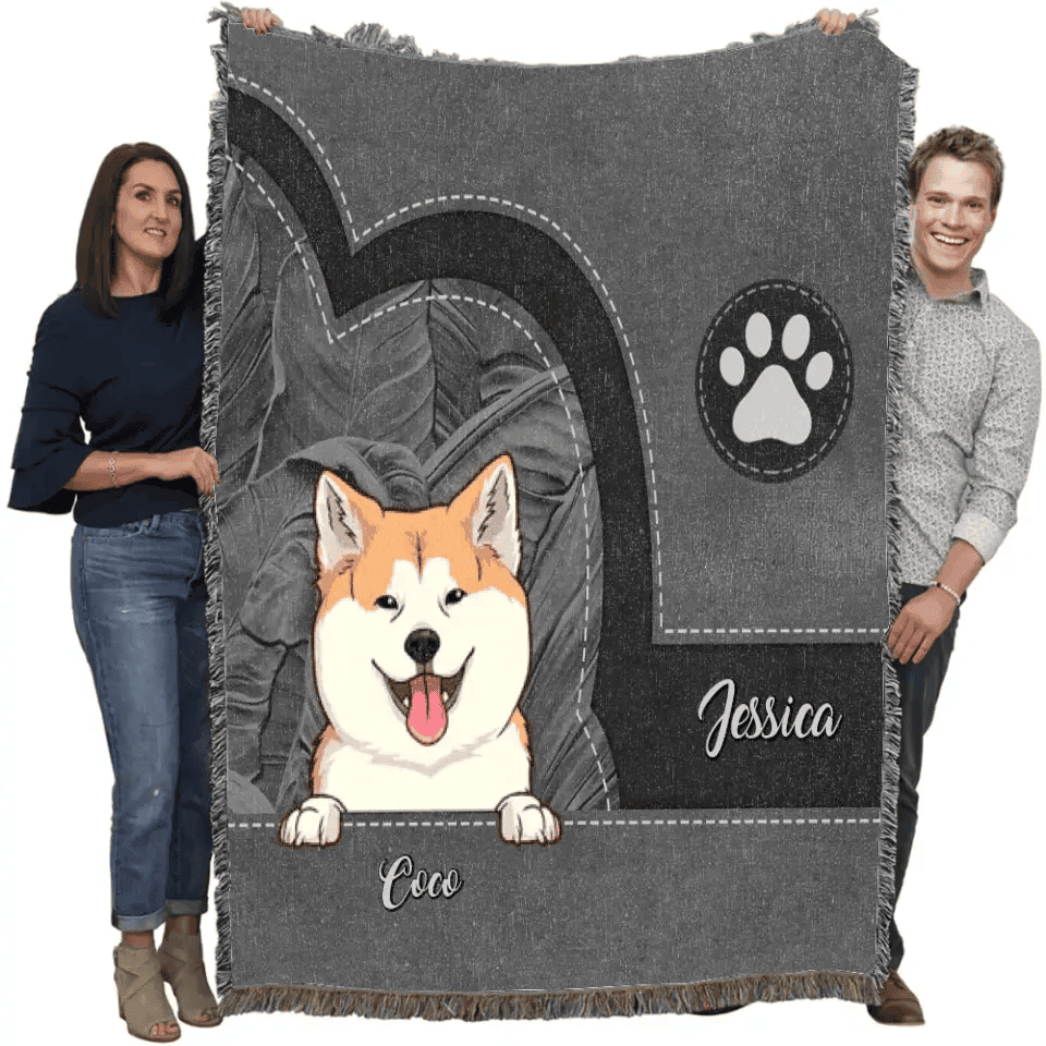 Personalized Dog Mom Dog Dad Dog Lovers Gift Woven Blanket Printed HN2472 QL510