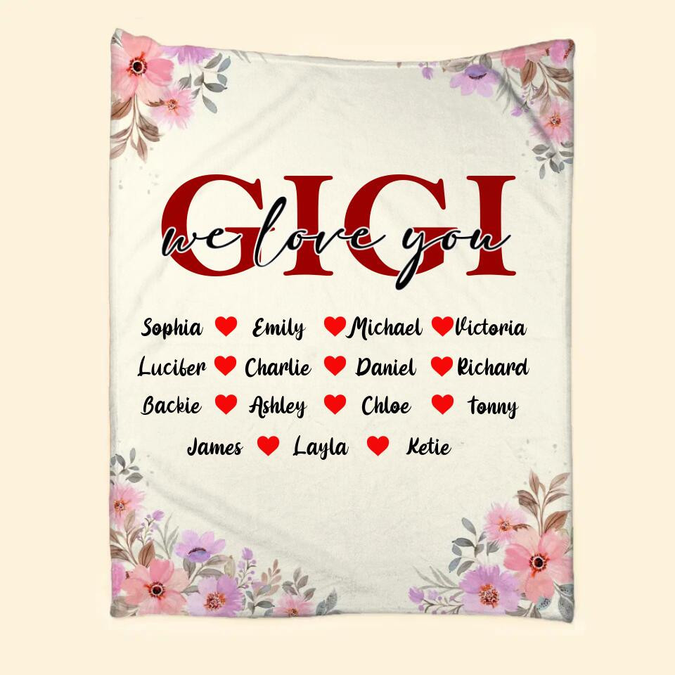 Personalized Grandma Gigi Mommy Aunt Your Own Title We Love You Kid Name Quilt Blanket Printed QTHY2812 QL510
