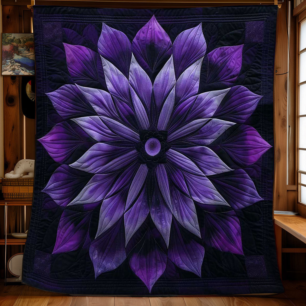 Purple Bloom Quilt - Elegant Purple Flower Quilt Blanket, Ideal Gift for Flower Lovers QL510