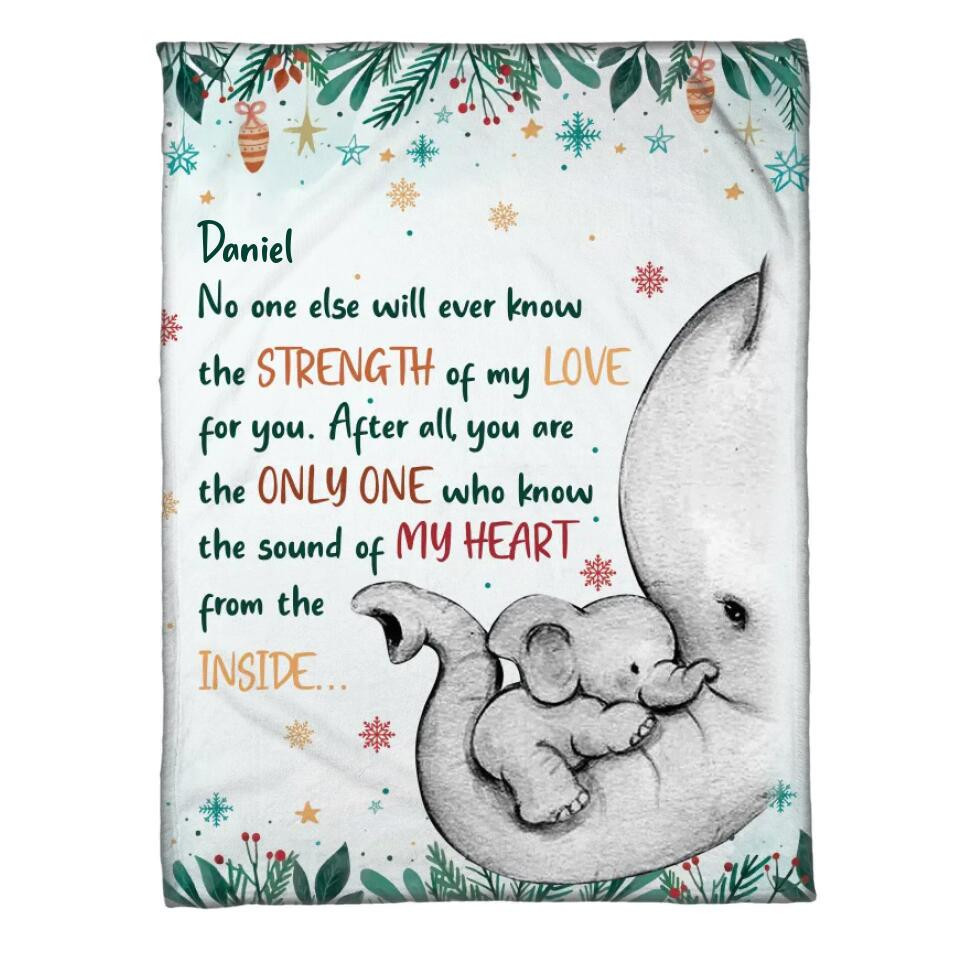 Personalized Mom And Kid Elephant Strength And Love Quilt Blanket Printed QTDT2010 QL510