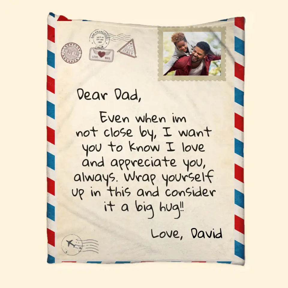 Personalized Upload Your Photo Gift for Dad Father's Day Gift Sherpa or Fleece Blanket Printed HTHVQ231017 QL510