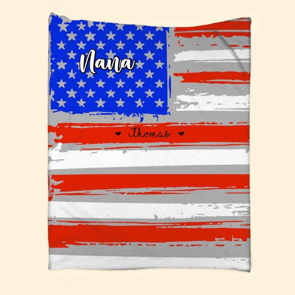 Personalized Grandma & Kid's Name Flag Quilt Blanket Printed QTDT2812 QL510