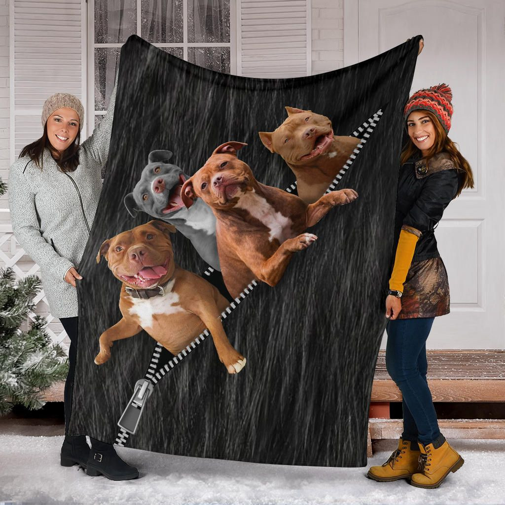 Smiling Pitbull Blanket Gifts For Dog Lover QL510