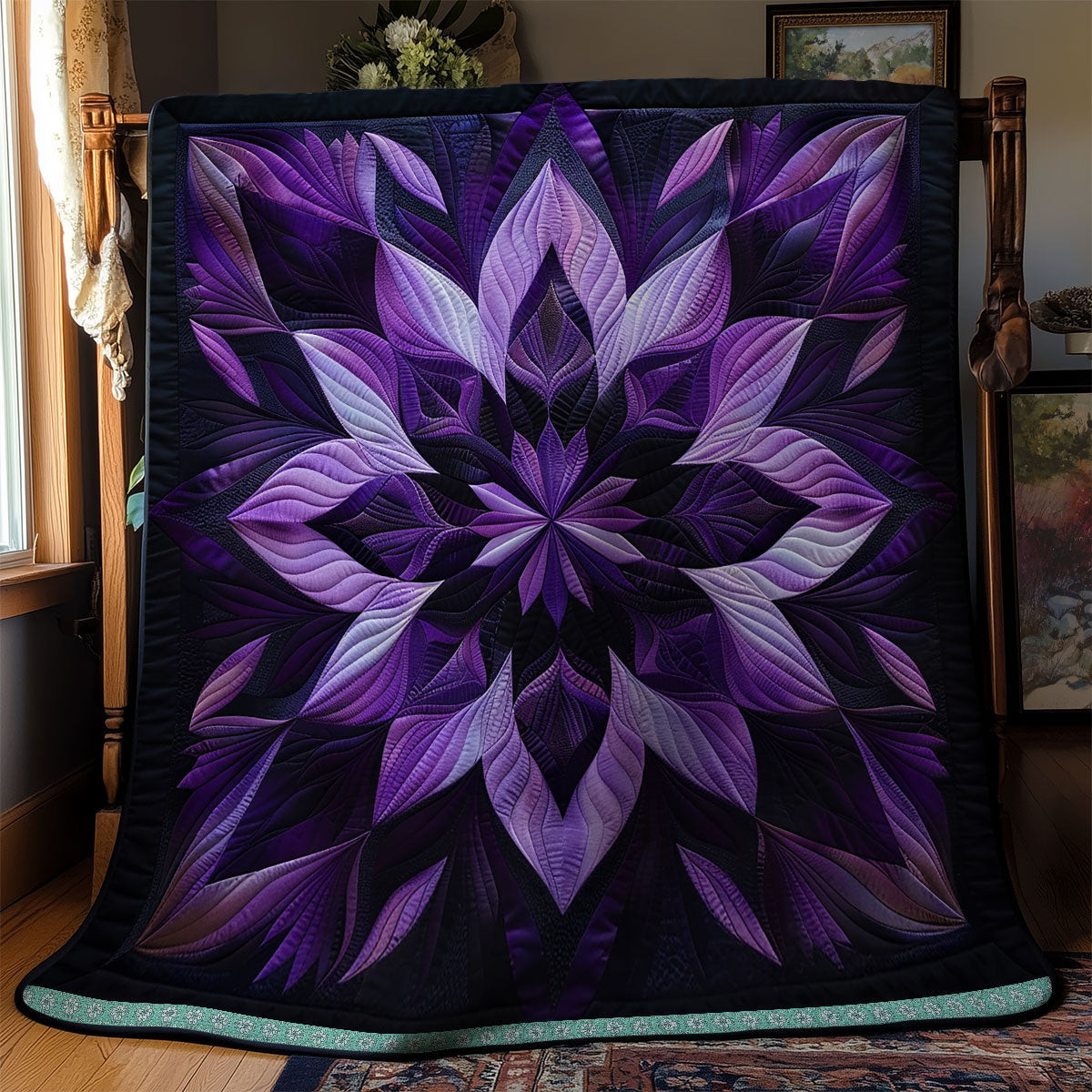 Eternal Purple Bloom Quilt - Beautiful Purple Floral Quilt Blanket, Perfect Gift for Flower Lovers QL510