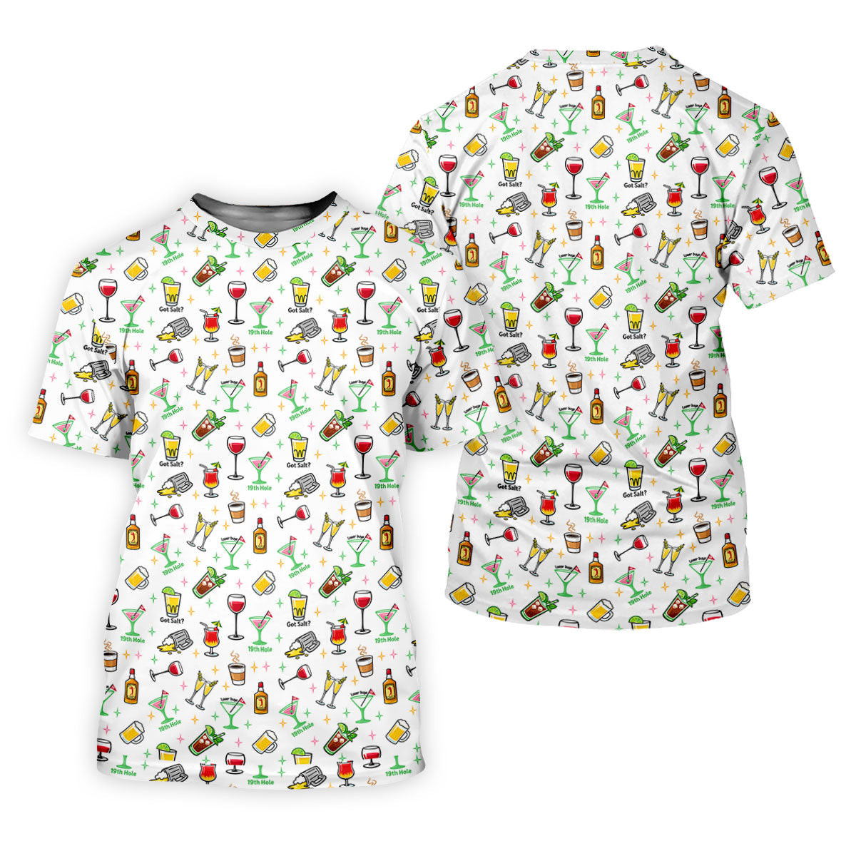 19th Hole Cocktail Drinks Pattern Golf Shirt, Mens Golf Polo, Printed Golf Shirts SH818