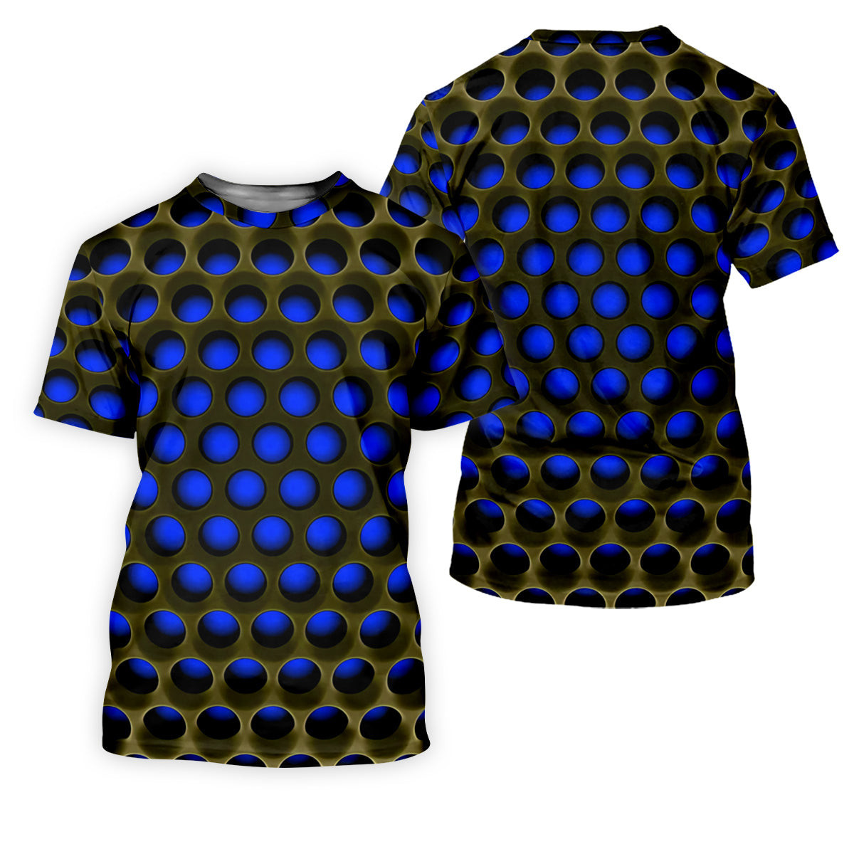 3D Effect Circular Pattern Navy Golf Shirt, Cool Golf Outfit, Men's Funny Golf Shirts, Polo Shirts For Men SH818