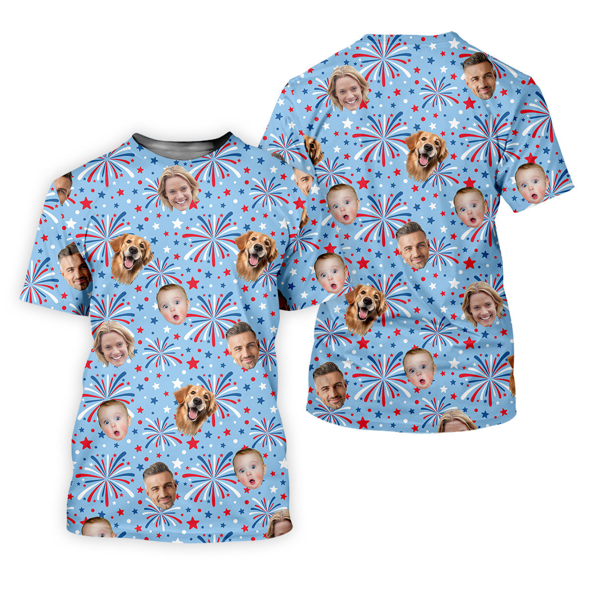 4th Of July Custom Shirts With Faces, Patriotic Golf Shirt, Men's Golf Polo Shirt, USA Golf Shirt SH818