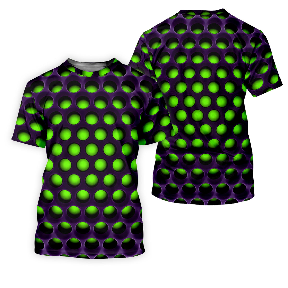 3D Effect Circular Pattern Green Golf Shirt, Cool Golf Outfit, Men's Funny Golf Shirts, Polo Shirts For Men SH818