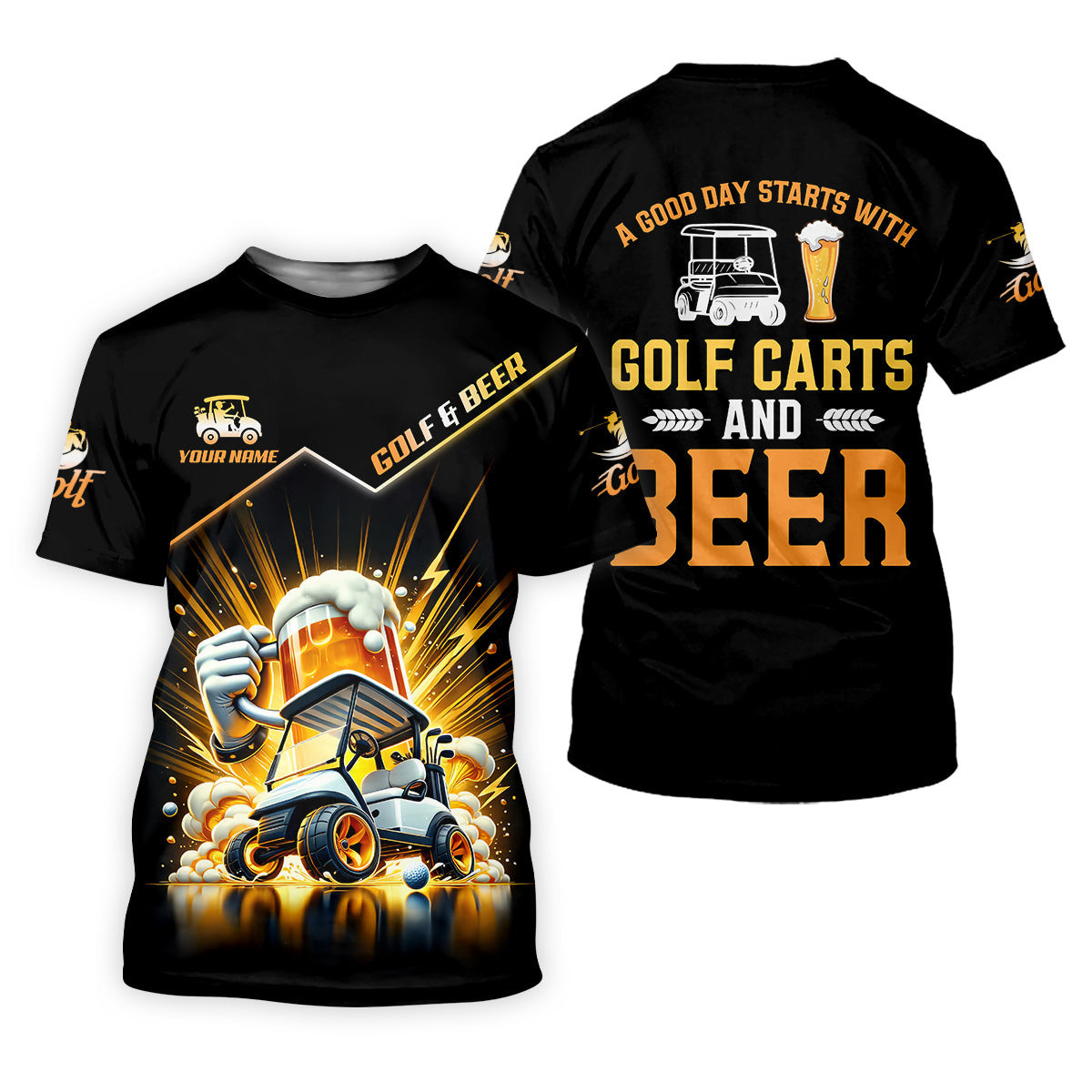 A Good Day Starts With Golf Carts And Beer Custom Funny Golf Polo Shirt, Dad Golf Gifts SH818