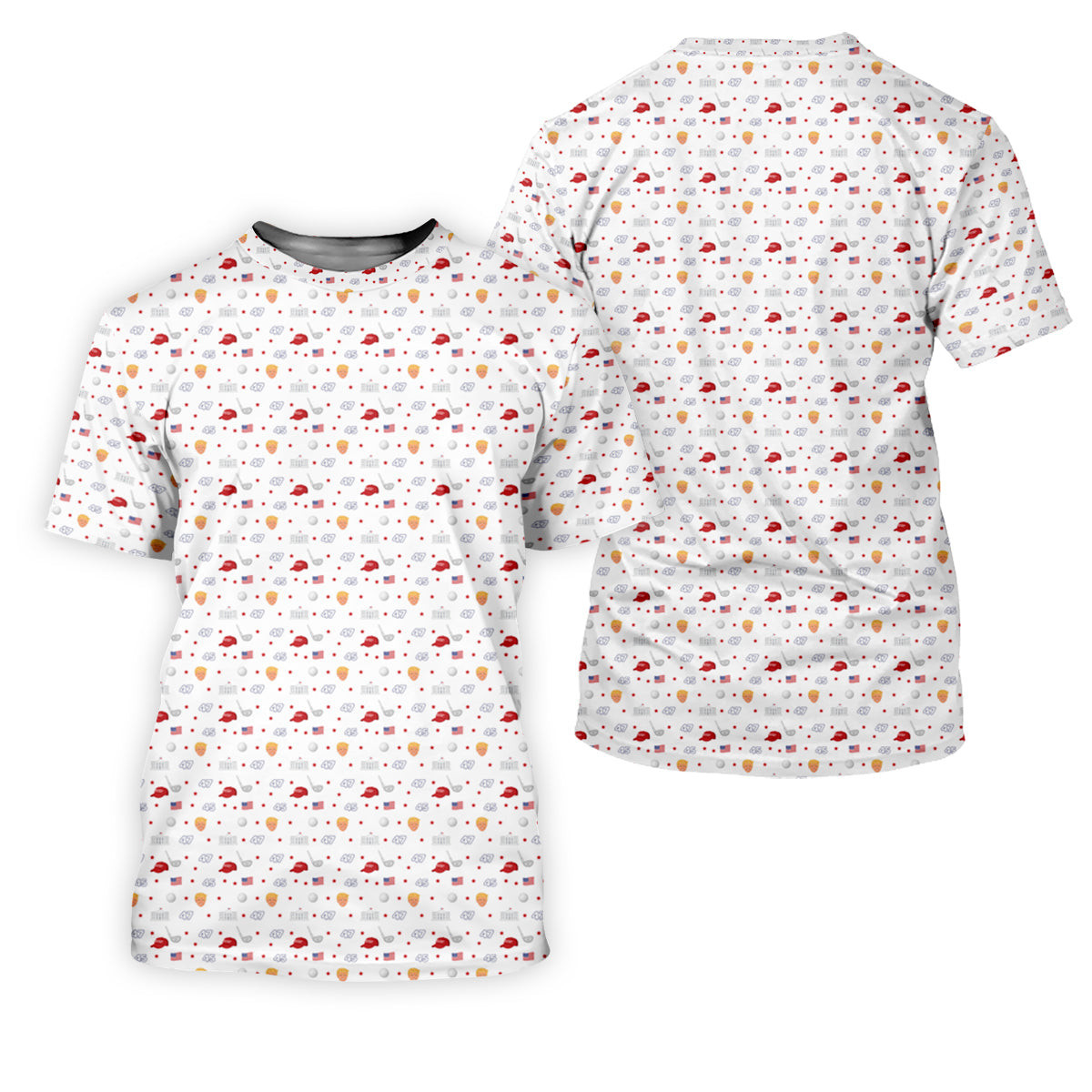 45 47 US Flag Pattern White Golf Shirt, Funny Golf Shirt, Golf Shirts For Men, Golf Gift For Men SH818