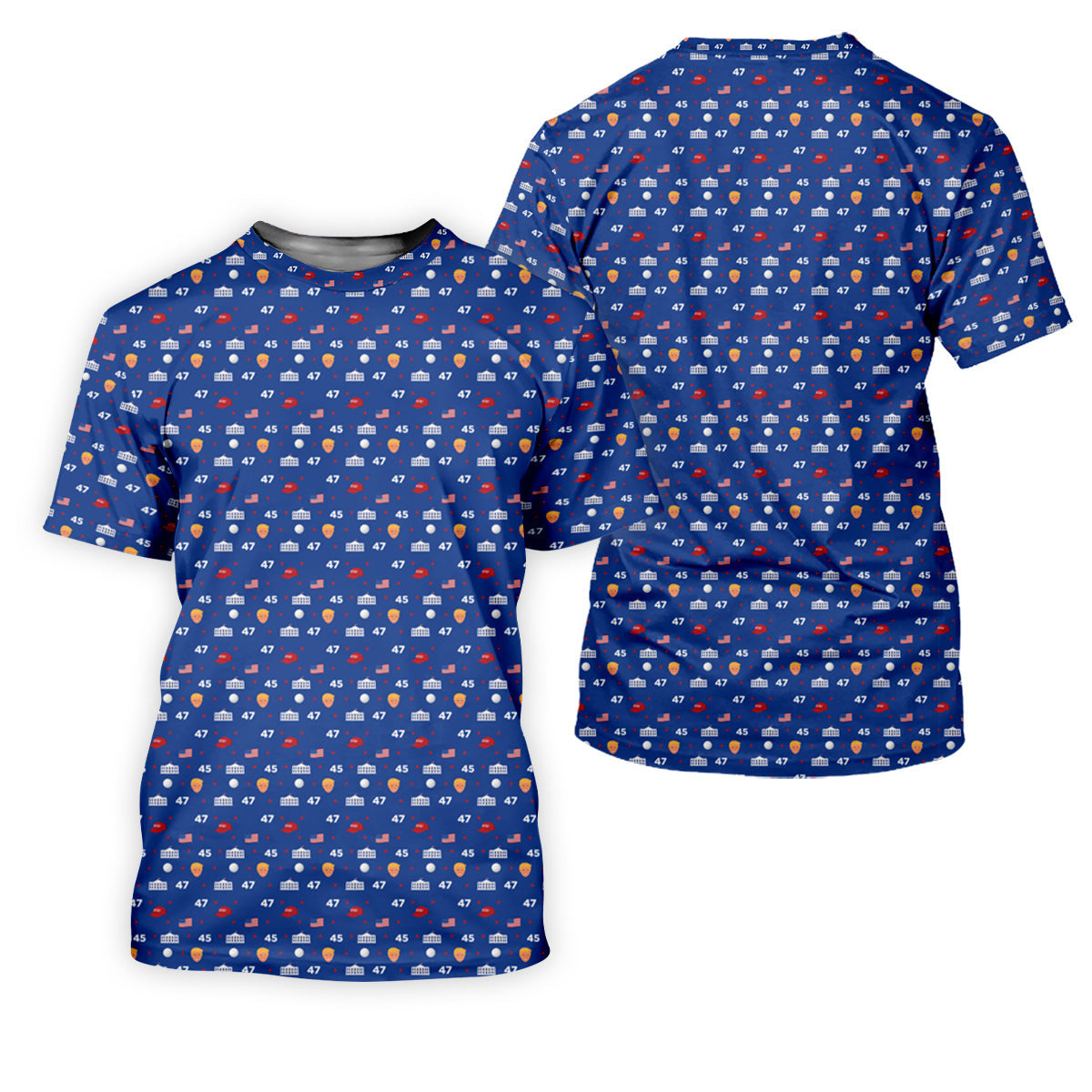 45 47 US Flag Pattern Blue Golf Shirt, Funny Golf Shirt, Golf Shirts For Men, Golf Gift For Men SH818