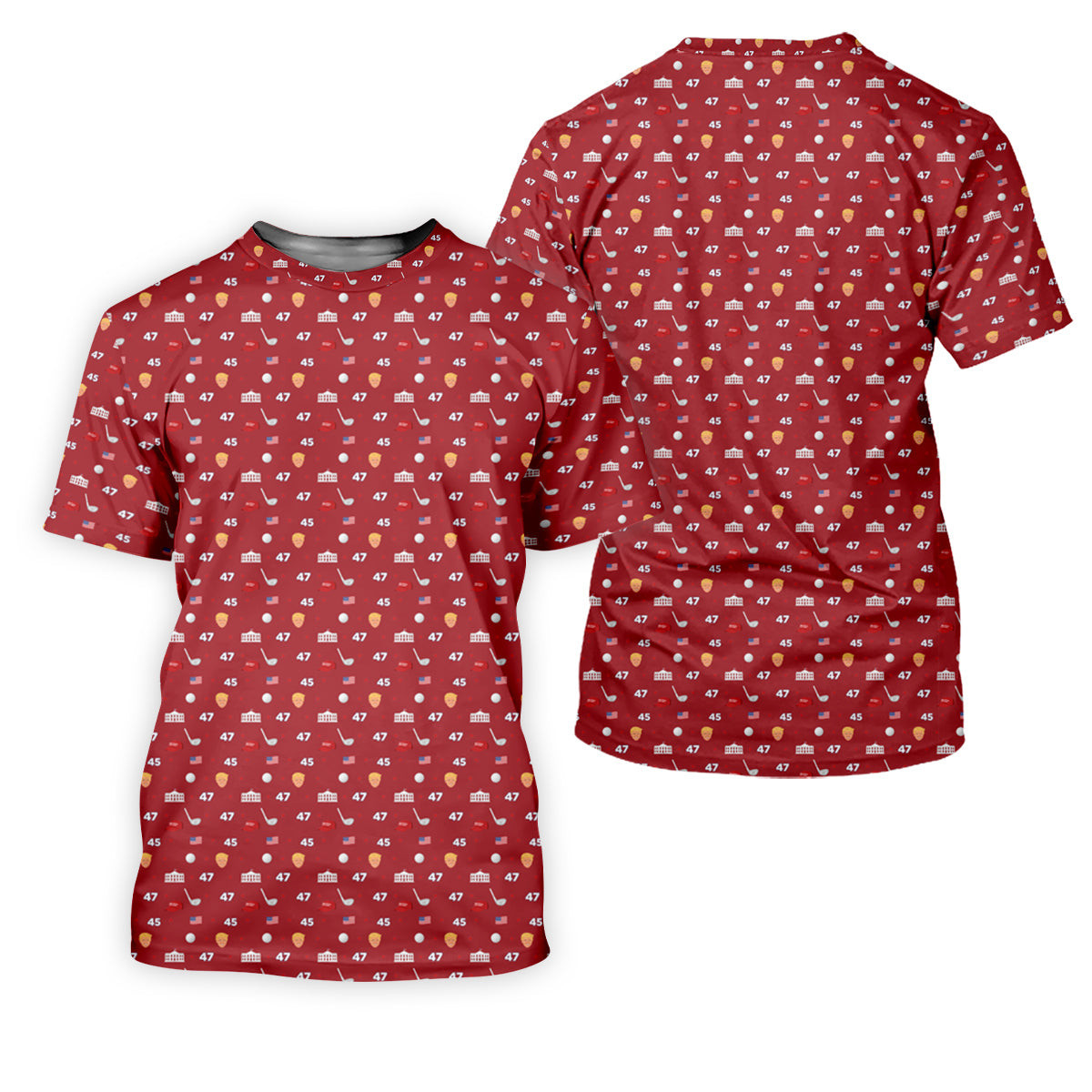 45 47 US Flag Pattern Red Golf Shirt, Funny Golf Shirt, Golf Shirts For Men, Golf Gift For Men SH818