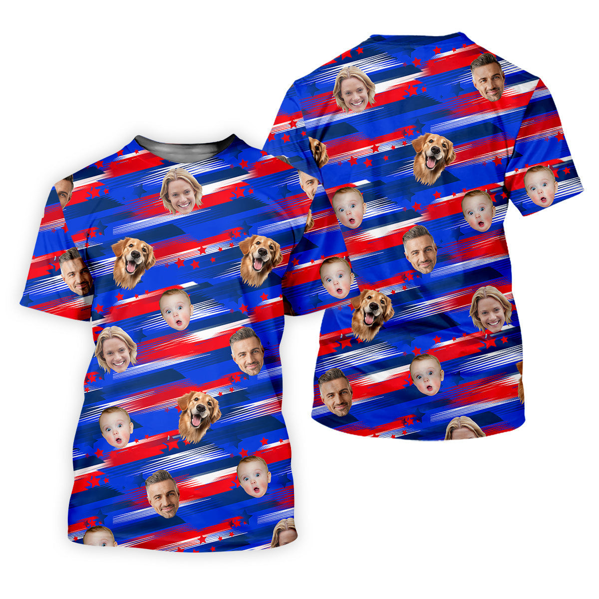 4th Of July American Flag Custom Face Shirts, Men's Golf Polo Shirt, Patriotic Golf Shirt, USA Golf Shirt SH818