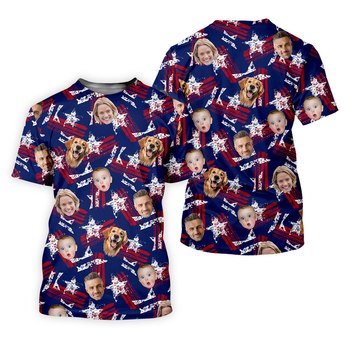 4th Of July Custom Face Shirts, USA Golf Shirt, Men's Golf Polo Shirt, American Flag Golf Shirt SH818