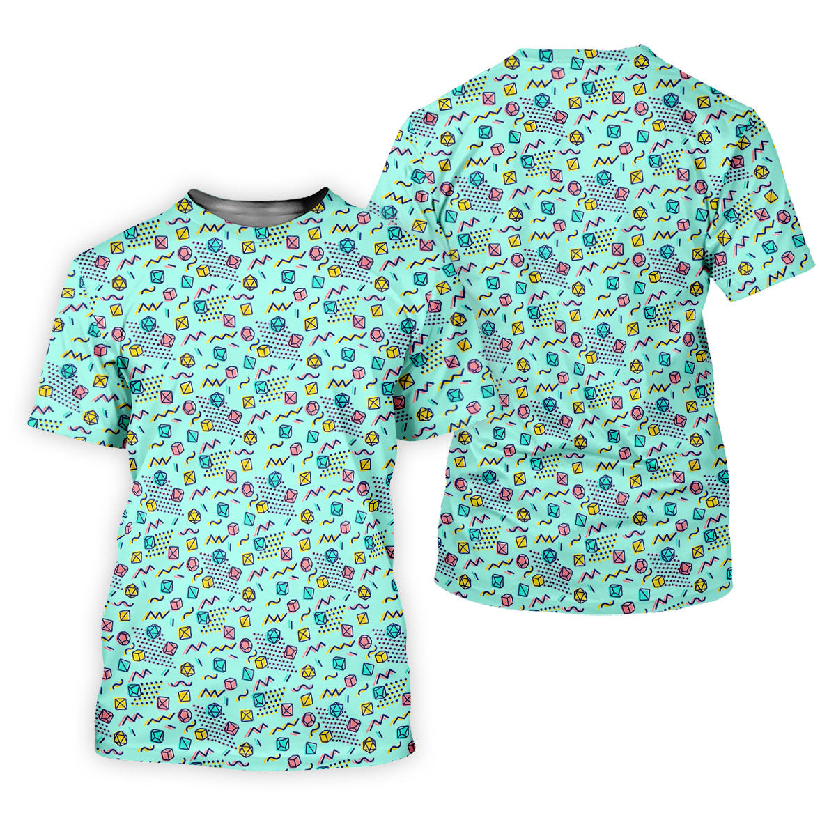 90s Dice Memphis Style Light Mint Green Cute Golf Shirt, Polo Shirts For Men, Golf Shirts For Men SH818