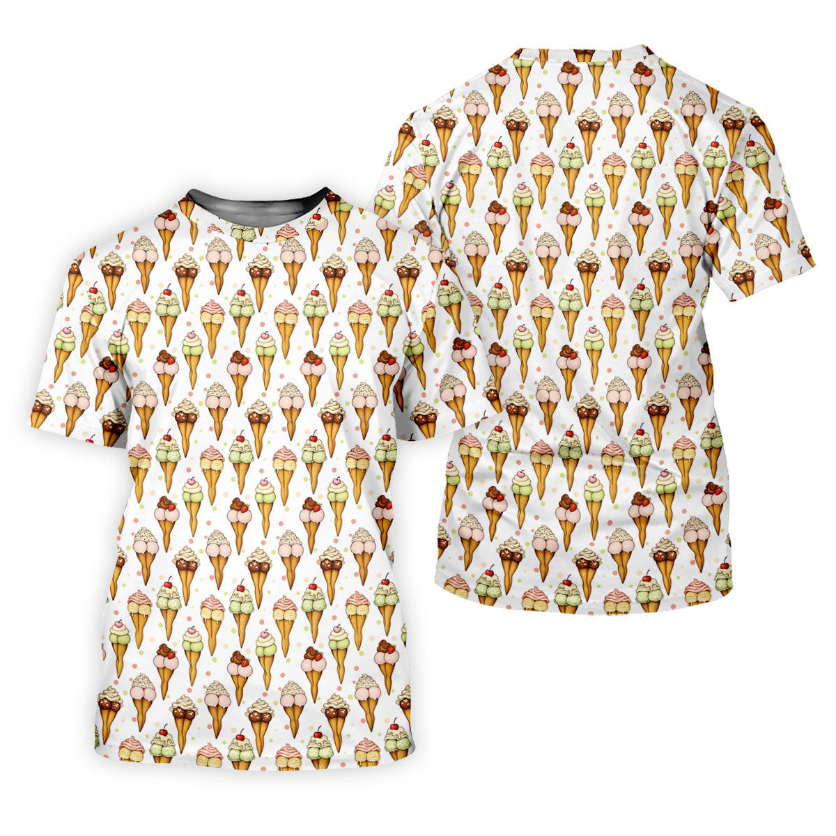 Adult Humor Ice Cream Golf Shirt, Funny Cone Pattern, Golf Shirt For Men SH818