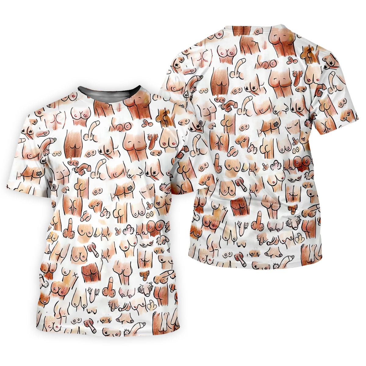 Adult Humor Men's Golf Shirt, Funny Body Doodle Pattern Polo Shirt, Novelty Golf Gift For Men SH818