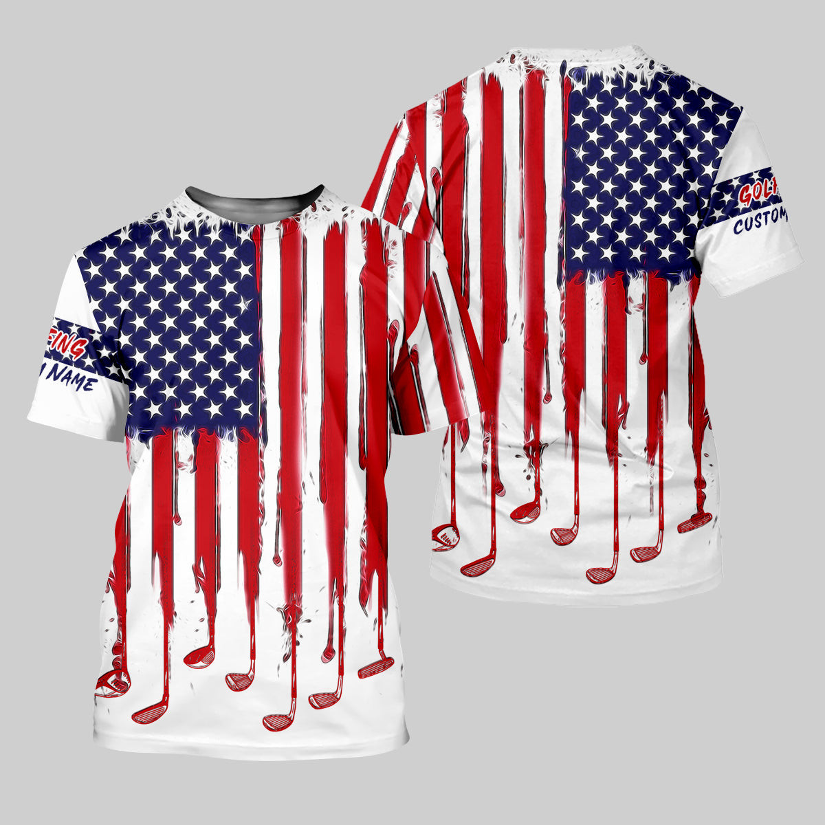 American Flag Custom Golf Polo Shirt, US Patriotic Pride Men's Golf Polo Shirt, Patriotic Golf Shirt, USA Golf Shirt SH818
