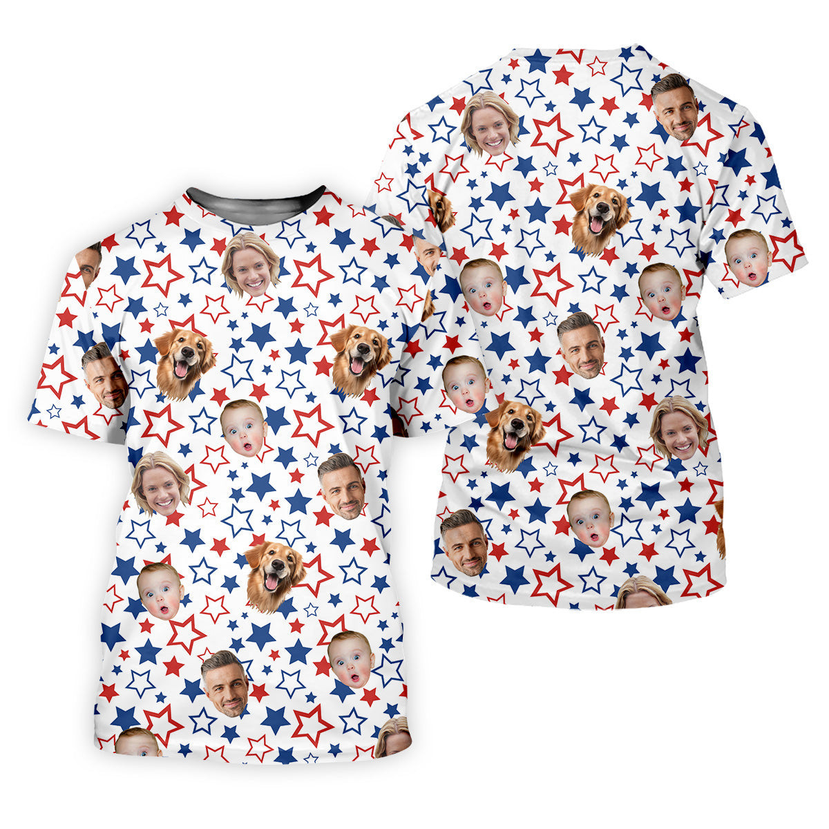 America Flag Custom Shirts With Faces, Men's Golf Polo Shirt, USA Golf Shirt, Patriotic Golf Polo Shirts SH818