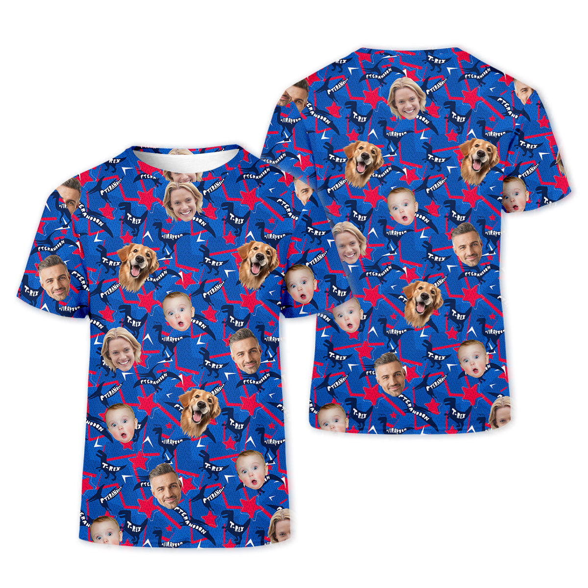 America Flag Golf Shirt For Ladies, Personalized Dog Shirts, Custom Face Shirt, T-Rex Golf Shirt For Ladies SH818