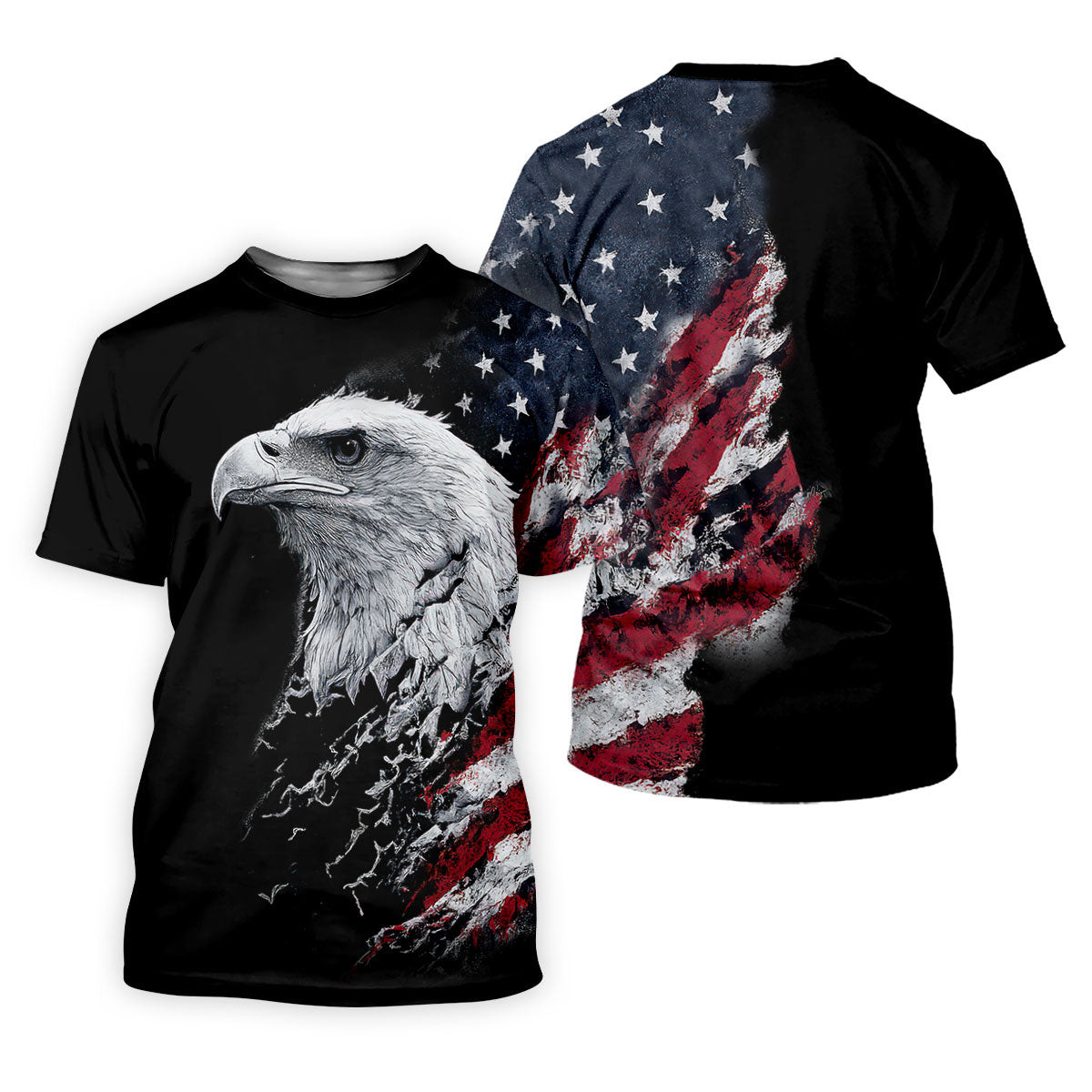 American Flag Bald Eagle Shattering Effect Golf Shirt, Patriotic Golf Shirt, Golf Shirts For Men SH818