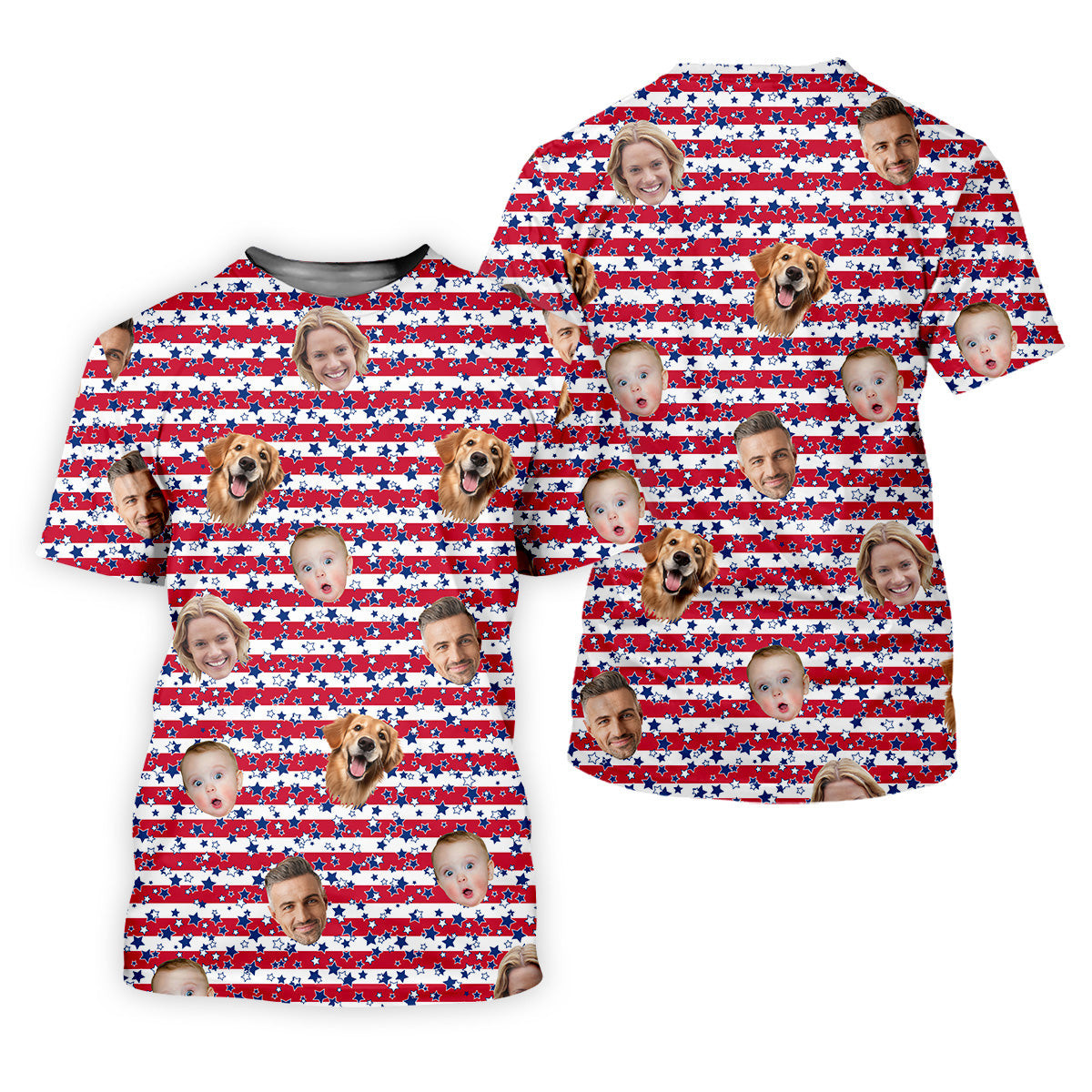 American Flag Golf Shirts, Custom Shirts With Faces, Men's Golf Polo Shirt, Men's 4th Of July Shirts SH818
