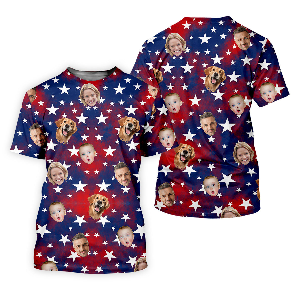 American Flag Personalized Face Shirts, Men's Golf Polo Shirt, Patriotic Golf Polo Shirt, 4th Of July Shirt, Dad Golf Gift SH818