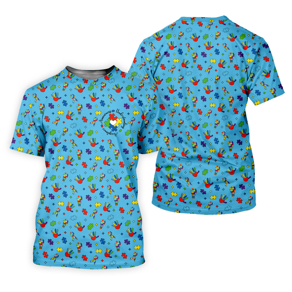 Awareness Understanding Acceptance Autism Ribbon Blue Golf Shirt, Autism Awareness Colors Women's Golf Tops SH818
