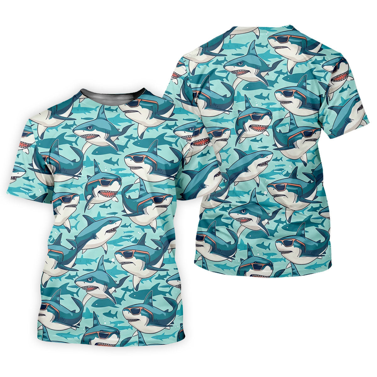 Animated Shark Hawaiian Golf Shirt, Fun Women's Golf Shirts, Ladies Golf Shirts SH818