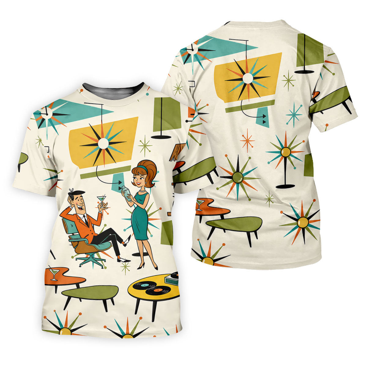 Atomic Cocktail Lounge Retro Hawaiian Golf Shirt, Men's Golf Shirt, Polo Shirts For Men SH818