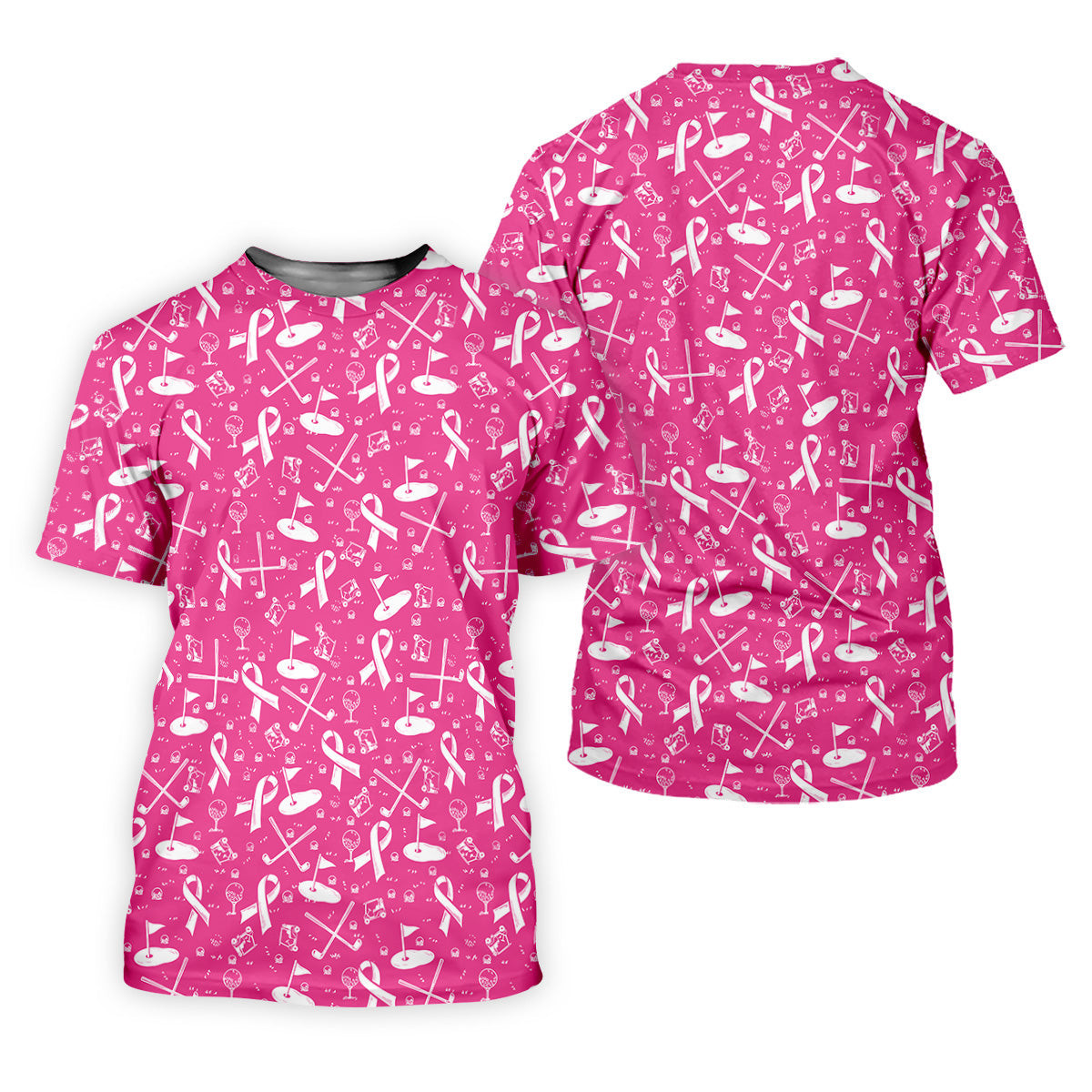 Awareness Ribbon Hot Pink Golf Shirt, Cancer Awareness Shirt, Polo Shirts For Men, Golfing Apparel SH818