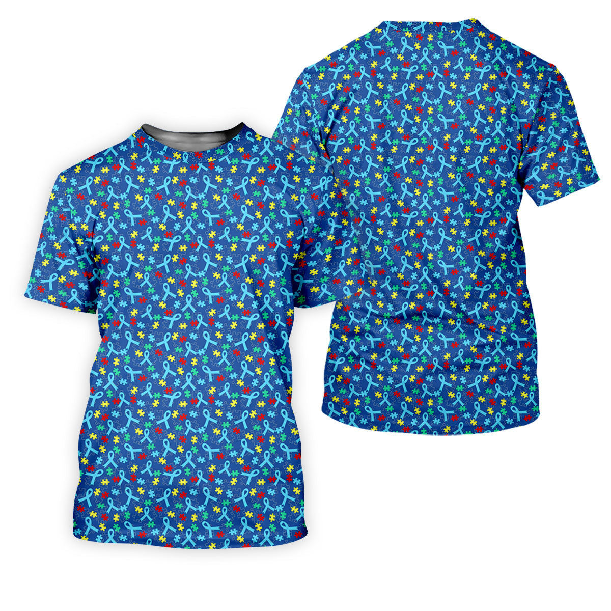 Autism Awareness Ribbon And Colorful Puzzles Blue Golf Shirt, Women's Golf Tops, Ladies Golf Shirts SH818