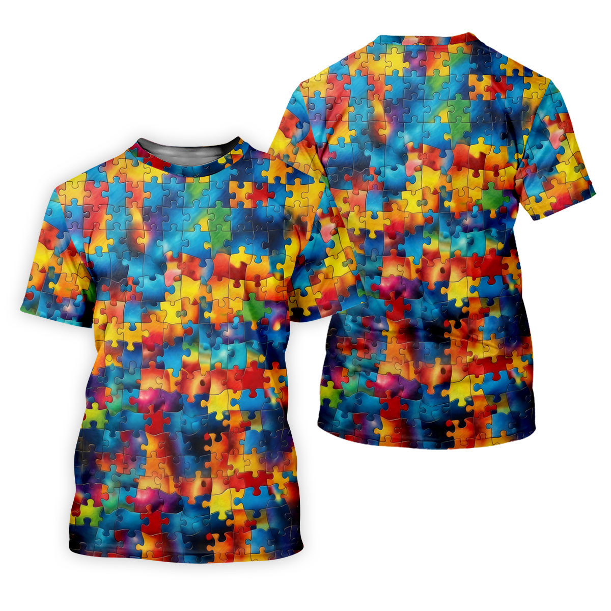 Autism Awareness Rainbow Gradient Puzzle Pattern Women's Golf Tops, Golf Shirt For Women, Ladies Golf Polos SH818