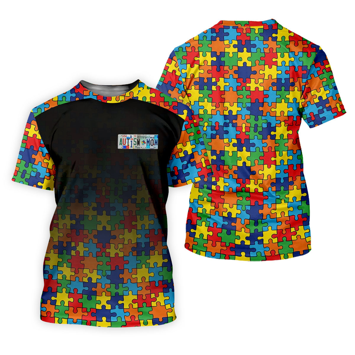 Autism Mom Colorful Puzzles Black Faded Women's Golf Tops, Golf Shirt For Women, Unique Mother's Day Gifts SH818