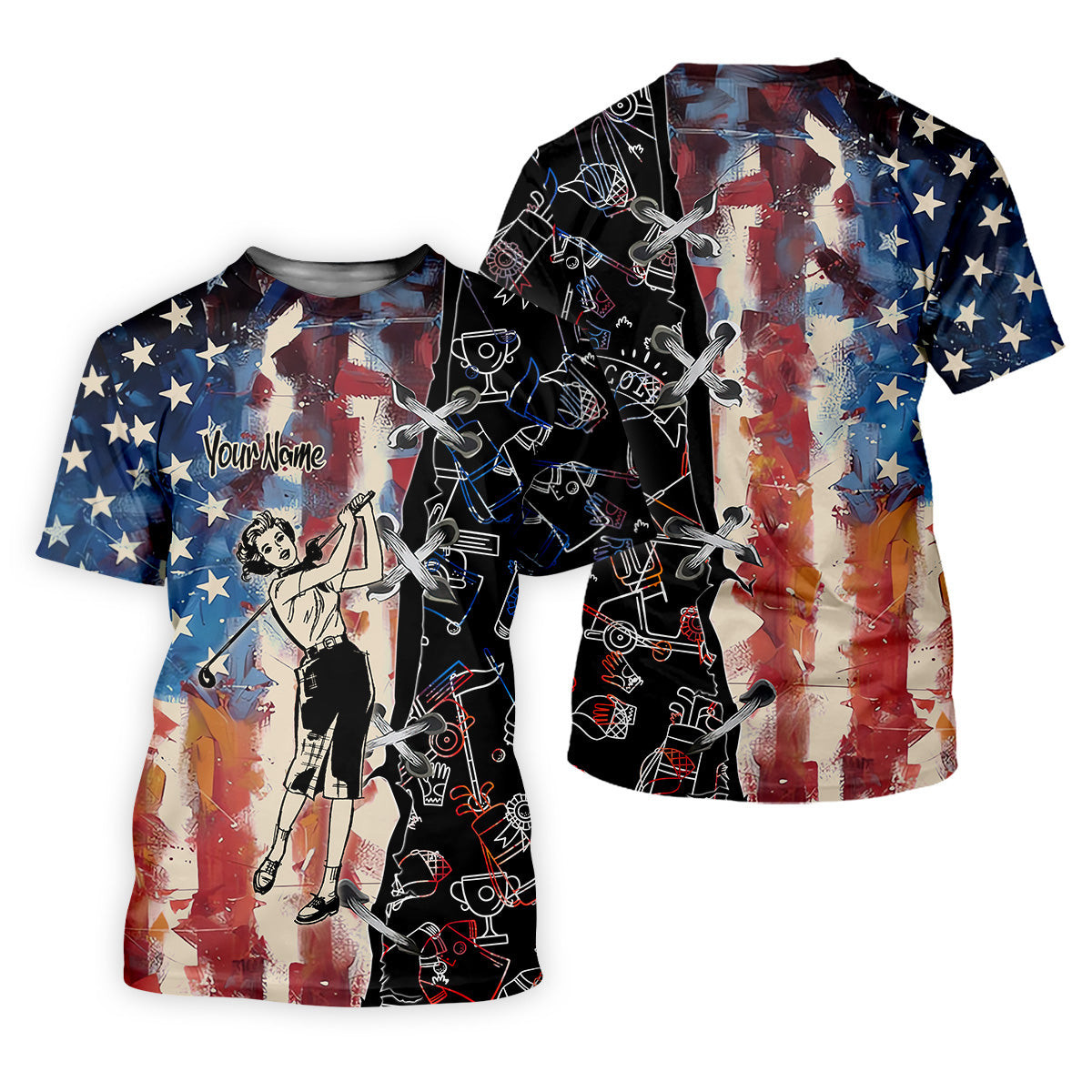 American Lady Retro Golf Shirt, Patriotic Golf Polos, Ladies Golf Shirts, Cool Golf Gift SH818