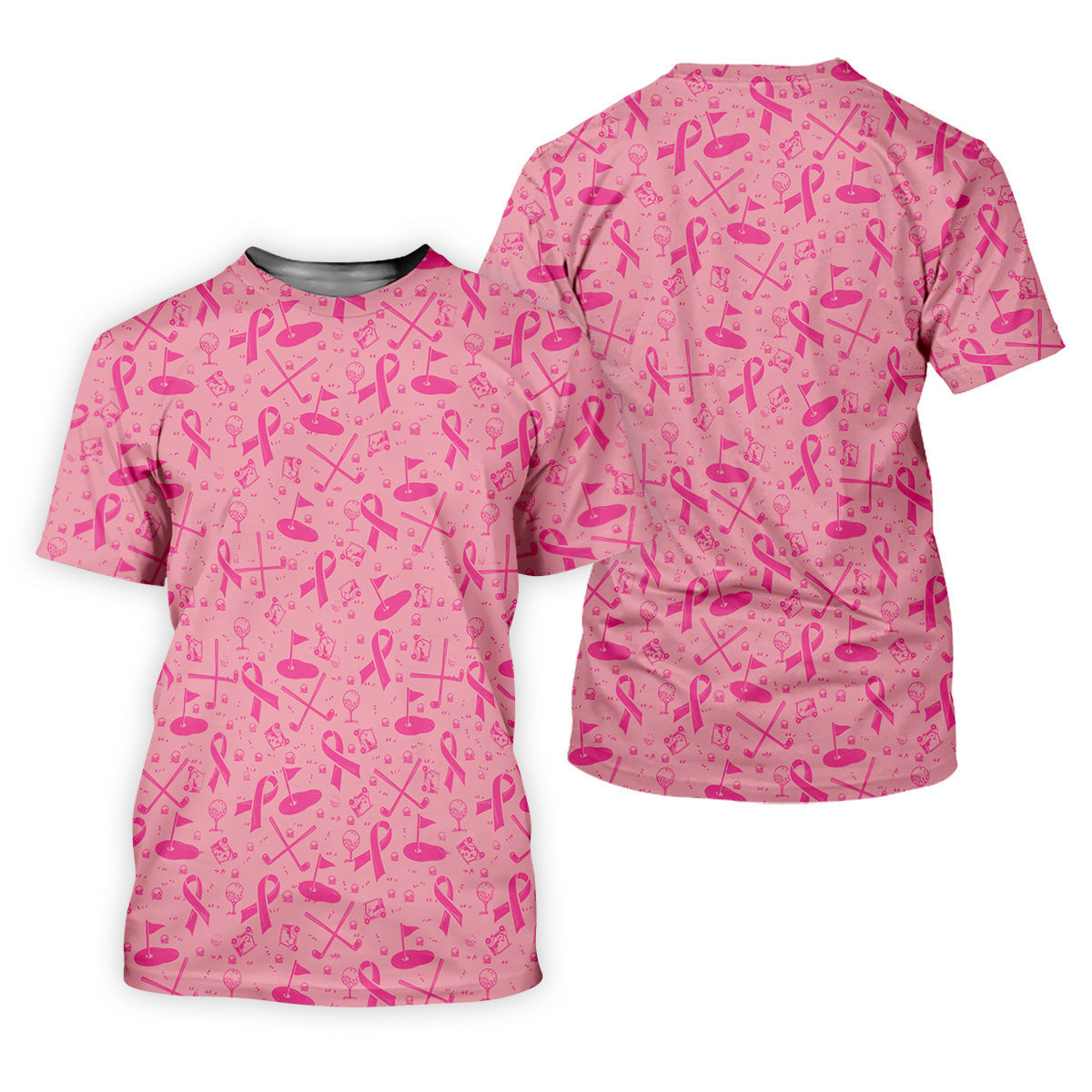 Awareness Ribbon Light Pink Golf Shirt, Cancer Awareness Shirt, Ladies Golf Shirts, Golfing Apparel SH818