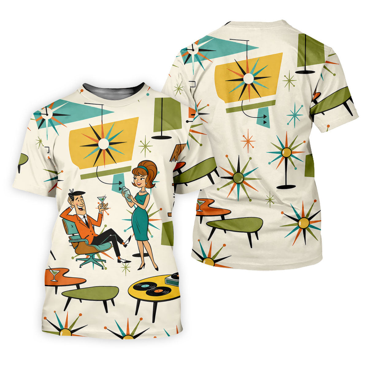 Atomic Cocktail Lounge Retro Hawaiian Golf Shirt, Women's Golf Tops, Ladies Golf Shirts SH818